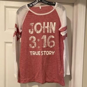 John 3:16 Long Sleeved T Shirt Size Large
